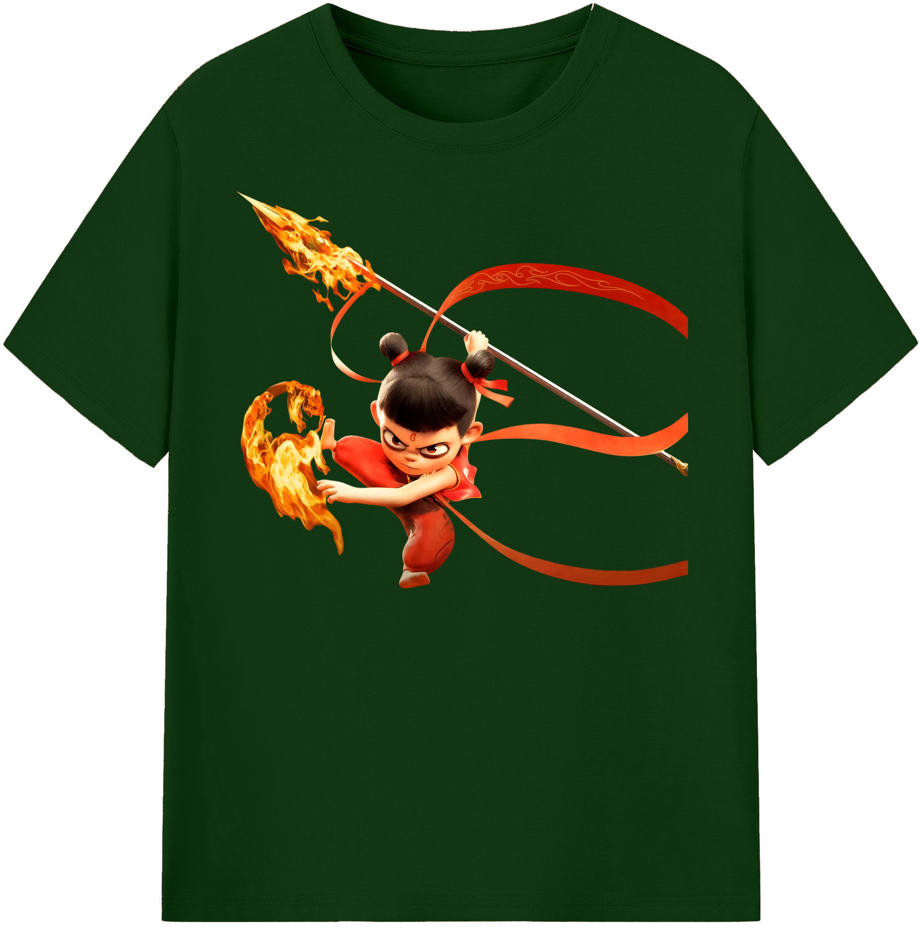 （画像用） Ne Zha 2 ナタ 魔童の大暴れ 綿100％半袖Tシャツ（フロントプリント）